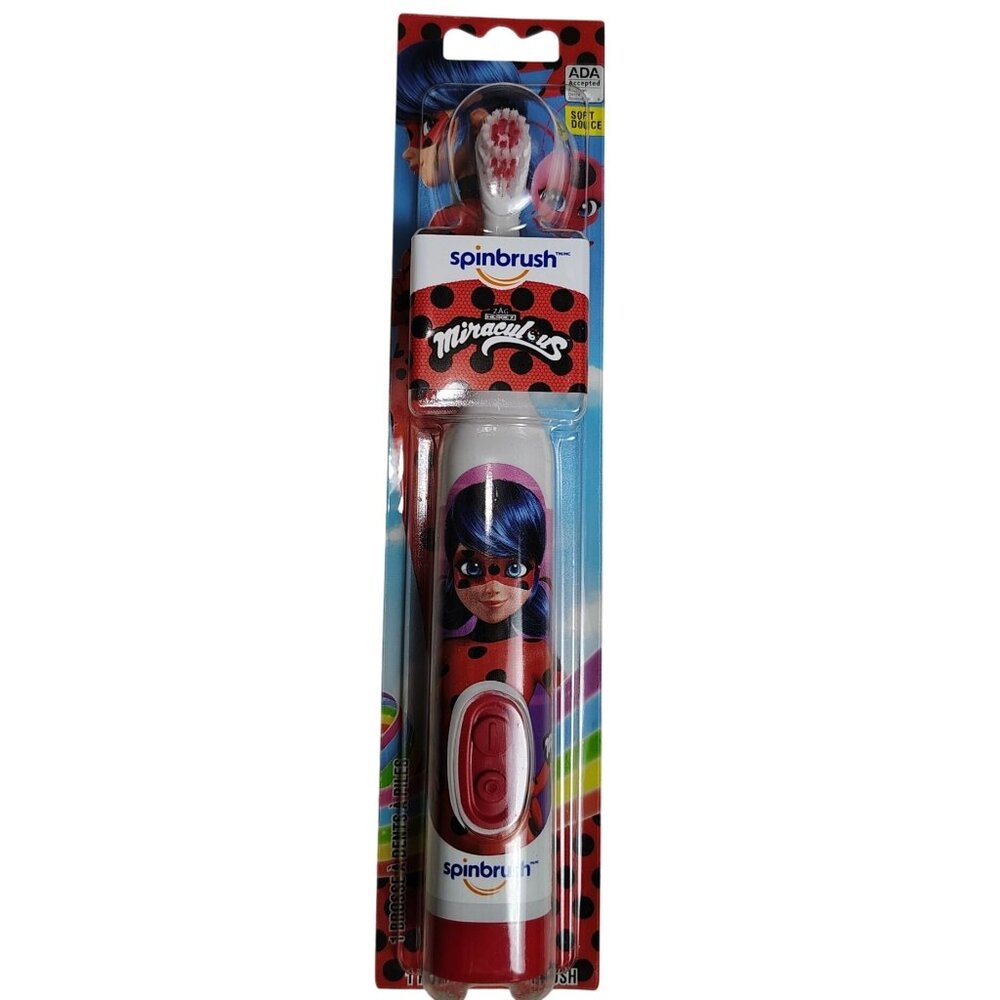 Spinbrush Miraculous Ladybug Kids Power Toothbrush Soft Bristles Battery Operate